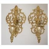 1115	PAIR OF BRASS WALL CANDLE SCONCES, APPROXIMATELY 10 IN