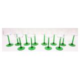 1116	LOT OF 12 GREEN STEM FRENCH WINE GLASSES