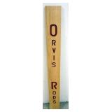 1152	DOUBLE SIDED OAK ORVIS RODS SIGN, APPROXIMATELY 5 IN X 45 IN