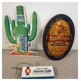 1169	3 PIECE BEER ADVERTISING LOT; BUD DRY, BUDWISER AND NATURAL LIGHT; BAR LIGHTS