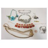 1176	6 COSTUME NECKLACES, BAR PIN, CAMEO AND 2 PENDANTS
