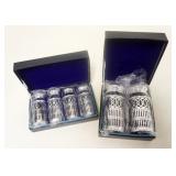 1186	WILLIAM ADAMS COLBALT SHAKERS IN ORIGINAL BOX, TWO ARE 3 1/2 IN & FOUR ARE 2 3/4 IN 