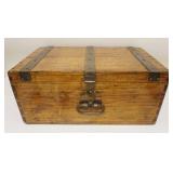 1186A	ANTIQUE DOVETAILED CAMPHOR WOOD STRONG BOX 14 IN X 23 1/2 IN X 4 IN 