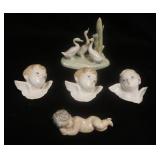 1200	GROUP OF LLADRO FIGURES, GEESE & ANGELS. LARGEST APP. 5 IN H 