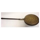 1229	SMALL PINE ANTIQUE DOME CHEST W/ BRASS TACK ACCENTS & INITIALS LINED W/ ANTIQUE NEWSPAPER. APP.