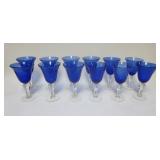 1240	LOT OF 12 BLOWN BLUE GOBLETS, APPROXIMATELY 8 1/4 IN HIGH