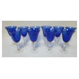 1241	LOT OF 12 BLOWN BLUE GOBLETS, APPROXIMATELY 8 1/4 IN HIGH