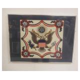 1251	FRAMED & MATTED CLOTH AMERICAN EAGLE, APPROXIMATELY 18 1/2 IN X 24 1/2 IN