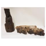 1255	2 WOOD CARVINGS, ONE OF FOO DOG, LARGEST IS APPROXIMATELY 21 IN HIGH