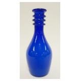 1266	VANDERMARK MERRIT BLOWN COBALT CASED ART GLASS BOTTLE. APP. 9 3/4 IN H 