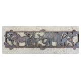 1278	CAST IRON ARCHITECTURAL PIECE W/ ANIMALS. APP. 38 IN X 48 IN 