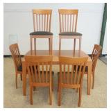 1284	CALLIGARIS ITALIAN MODERN DINING TABLE W/ SIX UPHOLSTERED CHAIRS. TABLE HAS PULL OUT EXTENSIONS