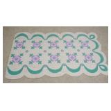 1301	ANTIQUE HAND SEWN QUILT W/FLOWERS, APPROXIMATELY 102 IN X 60 IN