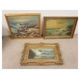 1311	LOT OF 3 OIL PAINTINGS SHORE SCENES, LARGEST IS  APPROXIMATELY 33 IN X 29 IN