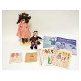 1014	ANTIQUE/VINTAGE DOLL LOT INCLUDES 2 DOLLS, ONE GERMAN BISQUE HEAD, VINTAGE SEWING PATTERNS & 2 