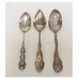 1037	3 STERLING SILVER SOUVENIR SPOONS, 1.813 TOZ