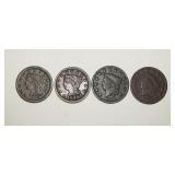 1042	4 LARGE US CENTS, 1853, 1831, 1827, & 1847 W/NICE DETAIL