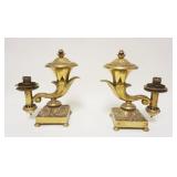 1044	PAIR OF SOLID BRASS ELECTRIC LAMPS STYLED AFTER ANTIQUE ARGON LAMPS, APPROXIMATELY 13 IN HIGH