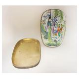 1048	CHINESE ENAMELED PORCELAIN & METAL COVERED BOX, APPROXIMATELY 11 IN X 8 IN X 4 IN HIGH