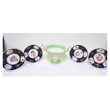 1051	GROUP OF ASSORTED ANTIQUE CHINA, 4 HAND PAINTED FLORAL APPROXIMATELY 9 IN PLATES & BOLTED 2 PAR