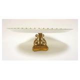 1052	FRENCH PORCELAIN COMPOTE ON BRONZE BASE, APPROXIMATELY 12 1/4 IN X 5 IN