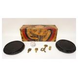 1068	ASIAN LOT INCLUDING DECORATED HINGED BOX APPROXIMATELY 18 IN X 6 1/2 IN X 7 1/2 IN HIGH, WOOD B
