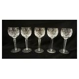 1082	WATERFORD WINE GLASSES, SET OF 5, APPROXIMATELY 7 1/2 IN HIGH