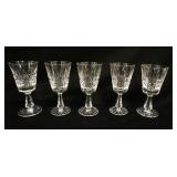 1086	WATERFORD FOOTED GLASSES, SET OF 5, APPROXIMATELY 6 IN HIGH
