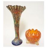 1089	CARNIVAL GLASS VASE & ROSE BOWL, VASE IS APPROXIMATELY 10 IN HIGH