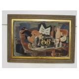 1107	ABSTRACT OIL PAINTING ON CANVAS, APPROXIMATELY 34 1/2 IN X 24 1/2 IN