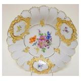 1124	MEISSEN LARGE ROUND BOWL W/GILT TRIM, APPROXIMATELY 12 IN