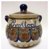 1133	STUDIO POTTERY COVERED JAR, BERNHARD JAKOB GIERTZ