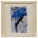1142	FRAMED ABSTRACT PRINT SIGNED SCHUMACHER, APPROXIMATELY 25 IN X 3 IN OVERALL