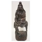 1150	CARVED WOODEN FIGURE OF ASIAN MAN ON HOUSE, SOME LOSS TO CARVING, APPROXIMATELY 18 IN HIGH