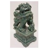 1151	LARGE CONTEMPORAY GREEN GLAZED POTTERY FOO DOG, APPROXIMATELY 18 IN HIGH