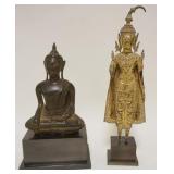 1153	LOT OF 2 TIBETIAN METAL FIGURES ON BASES, LARGEST IS APPROXIMATELY 12 IN HIGH