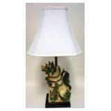 1156	ASIAN POTTERY DRAGON LAMP, APPROXIMATELY 29 IN HIGH OVERALL