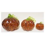 1163	GROUP OF 3 BOHEMIAN GLASS NEST OF PUMPKINS, LARGEST IS APPROXIMATELY 7 1/4 IN HIGH