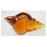 1170	SIGNED ST LOUIS AMBER GLASS PAPERWEIGHT IN THE FORM OF A SHELL, APPROXIMATELY 6 IN X 7 IN HIGH