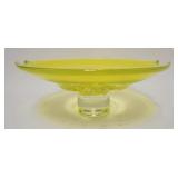 1174	ART GLASS COMPOTE VASELINE TO CLEAR, APPROXIMATELY 12 IN X 5 IN HIGH