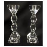 1180	PAIR OF LICHT CRYSTAL GERMAN CANDLESTICKS, APPROXIMATELY 7 3/4 IN HIGH