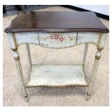 1228	2 PART ITALIAN PAINT DECORATED BOOKCASE OVER 2 DOORS, WITH CORINTHIUM COLUMN MOLDING ON FRONT, 