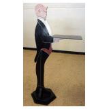1237	FIGURAL WOOD CUT OUT OF BUTLER TRAY TABLE/STAND, APPROXIMATELY 59 IN HIGH