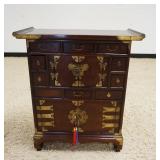 1242	SMALL ASIAN 10 DRAWER 4 DOOR PAGODA TOP CHEST W/2 SECRET DRAWERS, APPROXIMATELY 28 IN X 14 IN X