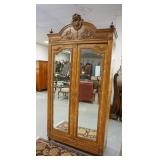 1248	CONTINETAL 2 DOOR WARDROBE W/BEVELED MIRROR DOORS & SHELF INTERIOR W/1 DRAW AT BASE, RIGHT DOOR