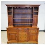 1254	LEAPOLD STICKLEY SOLID CHERRY OPEN FACE HUTCH, 2 PART, APPROXIMATELY 68 IN X 20 IN X 80 IN HIGH