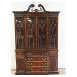 1257	MAHOGANY BREAKFRONT W/FRETWORK TOP, INLAID BANDED DRAWERS & DOORS, APPROXIMATELY 58 IN X 17 IN 