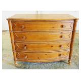 1259	ETHAN ALLEN COUNTRY 4 DRAWER BOW FRONT CHEST, APPROXIMATELY 42 IN X 19 IN X 34 IN HIGH, BRUISIN