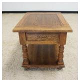 1261	SOLID OAK ONE DRAWER STAND, APPROXIMATELY 22 IN X 18 IN X 23 IN HIGH