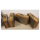 1264	HARTMANN TWEED & LEATHER 4 PIECE LUGGAGE, SOME HAVE WEAR, ONE IS LOCKED, LARGEST IS APPROXIMATE